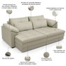 Sofá Retrátil para Sala de Estar 3 Lugares 215cm Riza S03 Couro Bege Pérola - Lyam Decor - 4