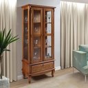 Ver imagem 2 de Cristaleira com 2 Portas e Laterais em Vidro 1 Gaveta Pés Luiz Xv 5113 Genebra - Pinhão