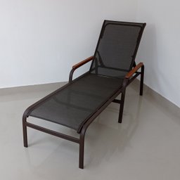 Espreguiçadeira Maresias - Alumínio Marrom e Tela Sling Marrom Mesclado com Preto com Aplicação em M - 1