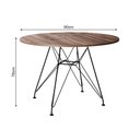 Ver imagem 2 de Mesa Eiffel Redonda 90Cm Tampo De Madeira Amendôa Com Base De Ferro Preto - Cor: Marrom