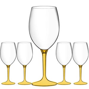 Jogo 5 Taças Acrílico Eventos Festa Boccati 560ml Boccati Amarelo