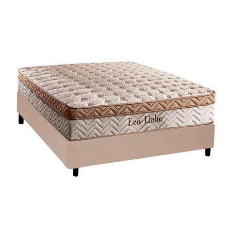 Cama Box Crc Casal +Colchão Molas Eco Linho Paropas 138x188