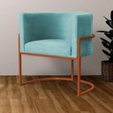 Ver imagem 7 de Kit 02 Poltrona Luana Luxo Veludo Turquesa Base Bronze - Fm