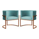 Ver imagem 1 de Kit 02 Poltrona Luana Luxo Veludo Turquesa Base Bronze - Fm