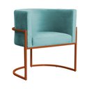 Ver imagem 2 de Kit 02 Poltrona Luana Luxo Veludo Turquesa Base Bronze - Fm