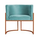 Ver imagem 4 de Kit 02 Poltrona Luana Luxo Veludo Turquesa Base Bronze - Fm