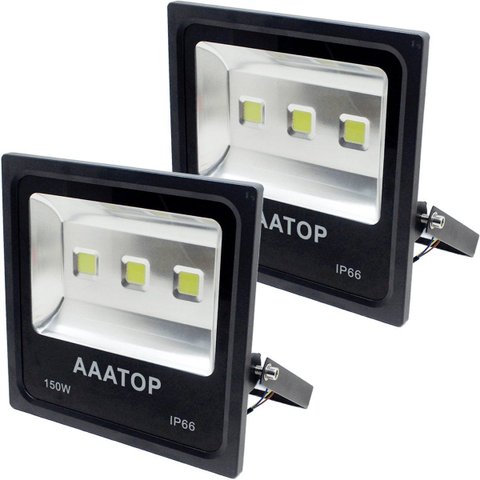 Kit 6 Refletor Led Branco Holofote Externo Jardim Muro 150w