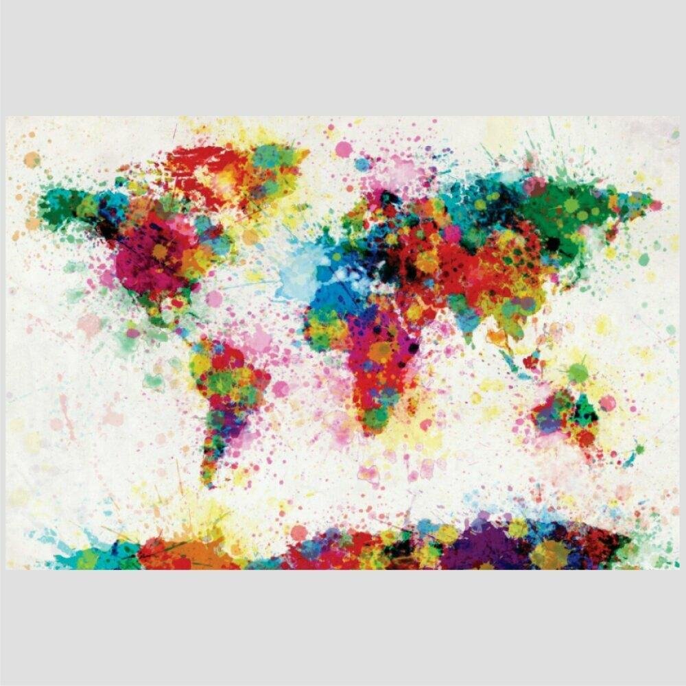 Quadro Mapas Mapa Mundi Tinta Tela No Chassi 95X63Cm | MadeiraMadeira