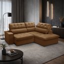 Ver imagem 3 de Sofá 3 Lugares Retrátil Reclinável Chaise Direito 243cm Solin F04 Veludo Terracota - Lyam Decor