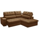 Ver imagem 1 de Sofá 3 Lugares Retrátil Reclinável Chaise Direito 243cm Solin F04 Veludo Terracota - Lyam Decor