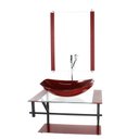 Ver imagem 1 de GABINETE DE VIDRO PARA BANHEIRO 60CM AP CUBA OVAL CHANFRADA VERMELHO CEREJA COM TORNEIRA CROMADA