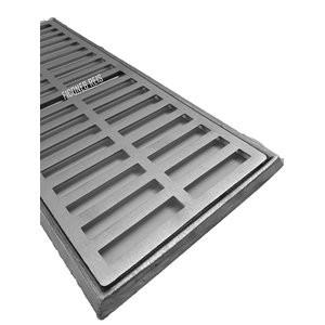 Grelha Pluvial 20x50 T com Suporte - Aluminio Fundido Escovado - Ficone Reis
