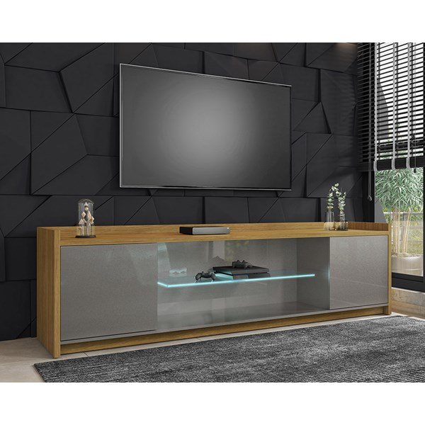 Rack Sala Doha para Tv até 82 Polegadas 2 Portas C/ Fita Led