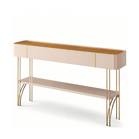 Buffet Cantinho do Café Vivaz 160cm Carvalho com Pés Dourados em Ferro Mdf Luxo - Off-white/carvalho