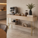 Ver imagem 2 de Buffet Cantinho do Café Vivaz 160cm Carvalho com Pés Dourados em Ferro Mdf Luxo - Off-white/carvalho