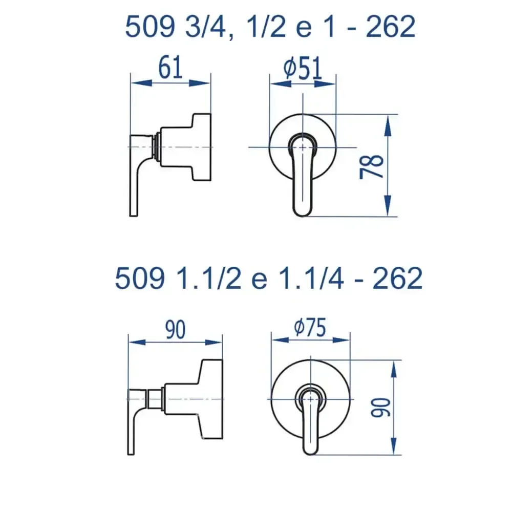 Acabamento para Registro 3/4, 1/2 e 1 Tunis Classica Cromado 509 C 262 - 2