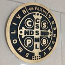 Ver imagem 3 de Quadro Decorativo Vazado em 3d Medalha Moeda de São Bento 3 Camadas de Mdf 40cm