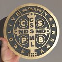 Ver imagem 2 de Quadro Decorativo Vazado em 3d Medalha Moeda de São Bento 3 Camadas de Mdf 40cm