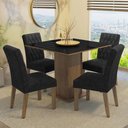 Ver imagem 1 de Conjunto Sala de Jantar Mesa Tampo de Vidro 4 Cadeiras Rustic/preto/oxford Anaju Madesa Rustic/preto