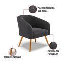 Ver imagem 4 de Poltrona Stella Bouclê Grafite Pés Palito Castanho - D'rossi