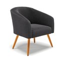 Ver imagem 1 de Poltrona Stella Bouclê Grafite Pés Palito Castanho - D'rossi