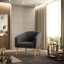 Ver imagem 2 de Poltrona Stella Bouclê Grafite Pés Palito Castanho - D'rossi