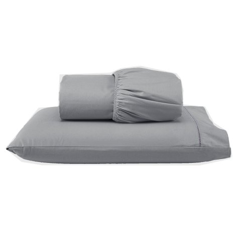 Conjunto de Cama Solteiro 400 Fios 2 Peças Ponto Palito Cor:cinza