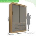 Ver imagem 4 de Guarda-Roupa Solteiro 2 Portas 6 Gavetas Luana Cinza/Jequitibá/Granizo