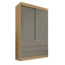 Ver imagem 3 de Guarda-Roupa Solteiro 2 Portas 6 Gavetas Luana Cinza/Jequitibá/Granizo