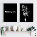 Ver imagem 1 de Kit 2 Quadros Religiosos Apenas ore 24x18cm - com Vidro:madeira Branca