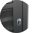 Ver imagem 2 de Porta de Correr Suspensa Meia Veneziana Meia Vidro Esq L.25 Cinza 210x90 Brimak