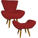 Ver imagem 1 de Kit Poltrona Decorativa Para Sala Recepção Escritório Consultório + Puff Emilia Suede