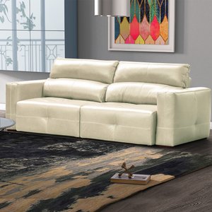 Sofá Decorativo Monica 3 Lugares Sala de Estar 252cm Reclinável e Retrátil Couro Off White G40 - Gra