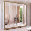 Ver imagem 1 de Guarda-roupa Casal 100% Mdf Kappesberg 6 Portas com Espelhos 8 Gavetas Branco/nogueira