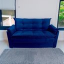 Ver imagem 4 de Sofá Small 3 Lugares Conforto 160cm Azul Suede Compacto Moderno Fácil Limpeza Herrero