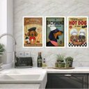 Ver imagem 1 de Kit 3 Quadros para Cozinha Dachshund 24x18cm:moldura Preta