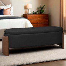 Recamier Sapateira Baú Império Casal 140cm Bouclê Facto - Sofa Store:bouclê Preto - 2