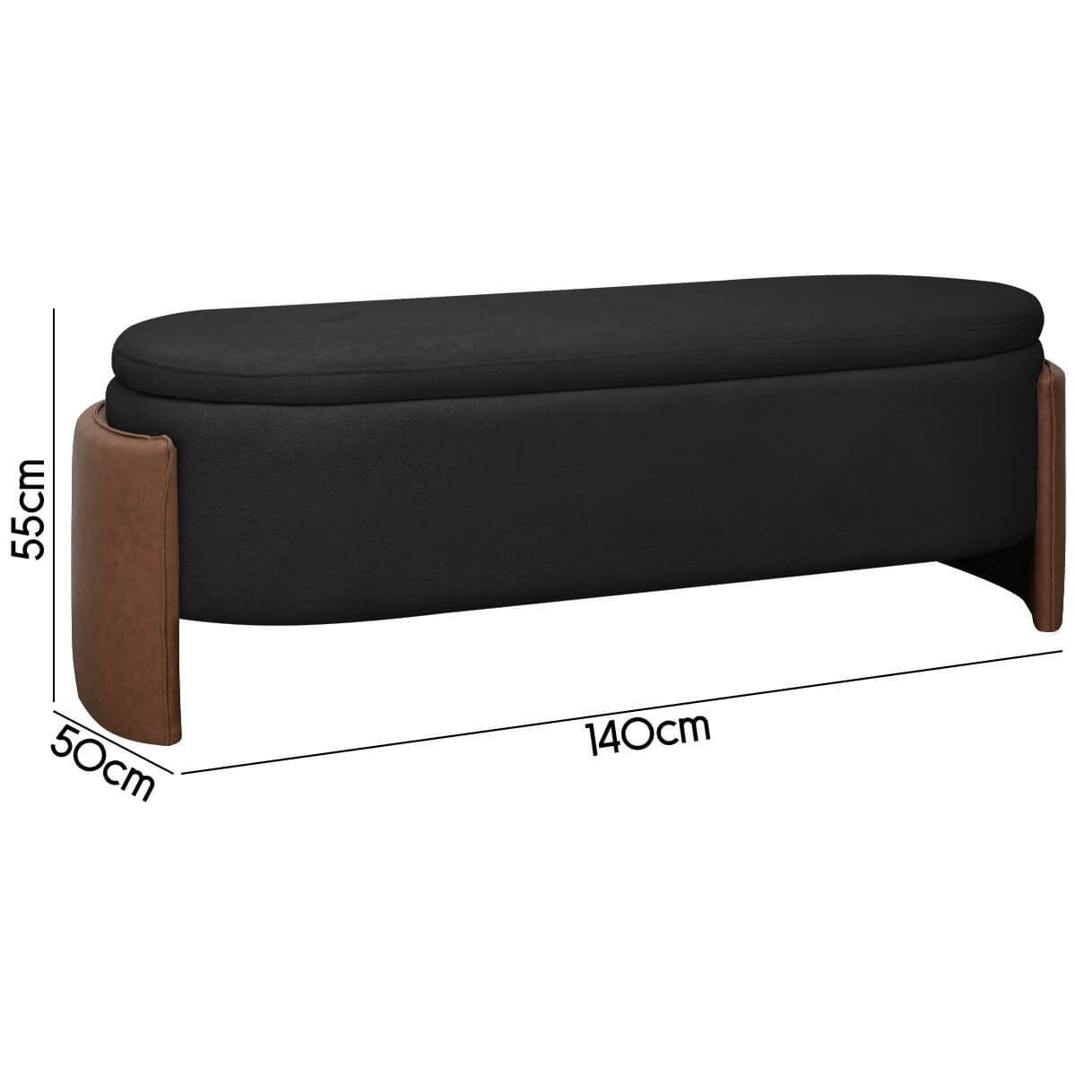 Recamier Sapateira Baú Império Casal 140cm Bouclê Facto - Sofa Store:bouclê Preto - 8