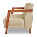 Ver imagem 5 de Kit 02 Poltronas Decorativa Natália Linho Base em Madeira Castanho - Pallazio