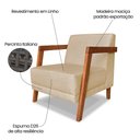 Ver imagem 7 de Kit 02 Poltronas Decorativa Natália Linho Base em Madeira Castanho - Pallazio