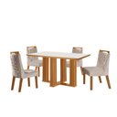 Ver imagem 3 de Conjunto de Jantar Mesa Florença 120x80cm Tampo MDF e Vidro com 4 Cadeiras Atena Marrom/Castanho Cinamomo/Pena Bege/Off White