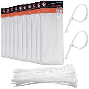 1000 Abraçadeiras Lacre de Nylon Enforca Gato Cinta Plástica 3,6x250mm Fita Hellerman 25cm Branca Re