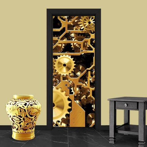 Adesivo de Porta Engrenagem 2 Arte Destaque M - 0,83 X 2,13 Metros