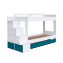 Ver imagem 4 de Treliche Infantil Branco e Azul Escada Lateral Nichos Gavetas e Cama Auxiliar Completa Móveis