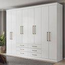 Ver imagem 4 de Guarda Roupa Casal Master 8 Portas 6 Gavetas MDP 238,8cm Branco Brilho e Cama Solteiro Invicta