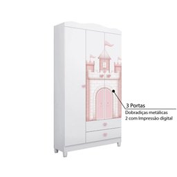 Guarda Roupa Infantil Sophia com 3 Portas - Branco - 3