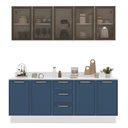 Ver imagem 5 de Cozinha com Rodapé Aéreo Cristaleira e Balcão com Tampo Amara Azul/Branco