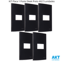 Ver imagem 2 de Kit 5 Placa 4x2 1 Posto Ebony Preta Sleek Margirius Cor:preto