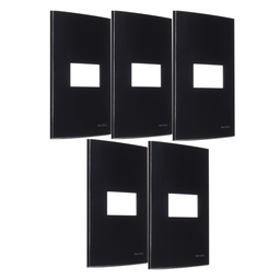 Kit 5 Placa 4x2 1 Posto Ebony Preta Sleek Margirius Cor:preto - 1