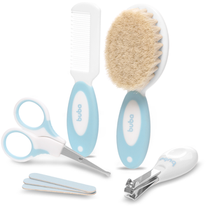 Kit Estojo Cuidados Higiene Bebê Tesoura Pente Cortador Buba:rosa